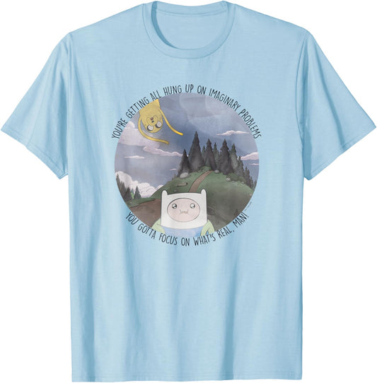 Adventure Time Finn and Jake You Gotta Focus On What's Real T-Shirt - T-Shirt | Light Blue