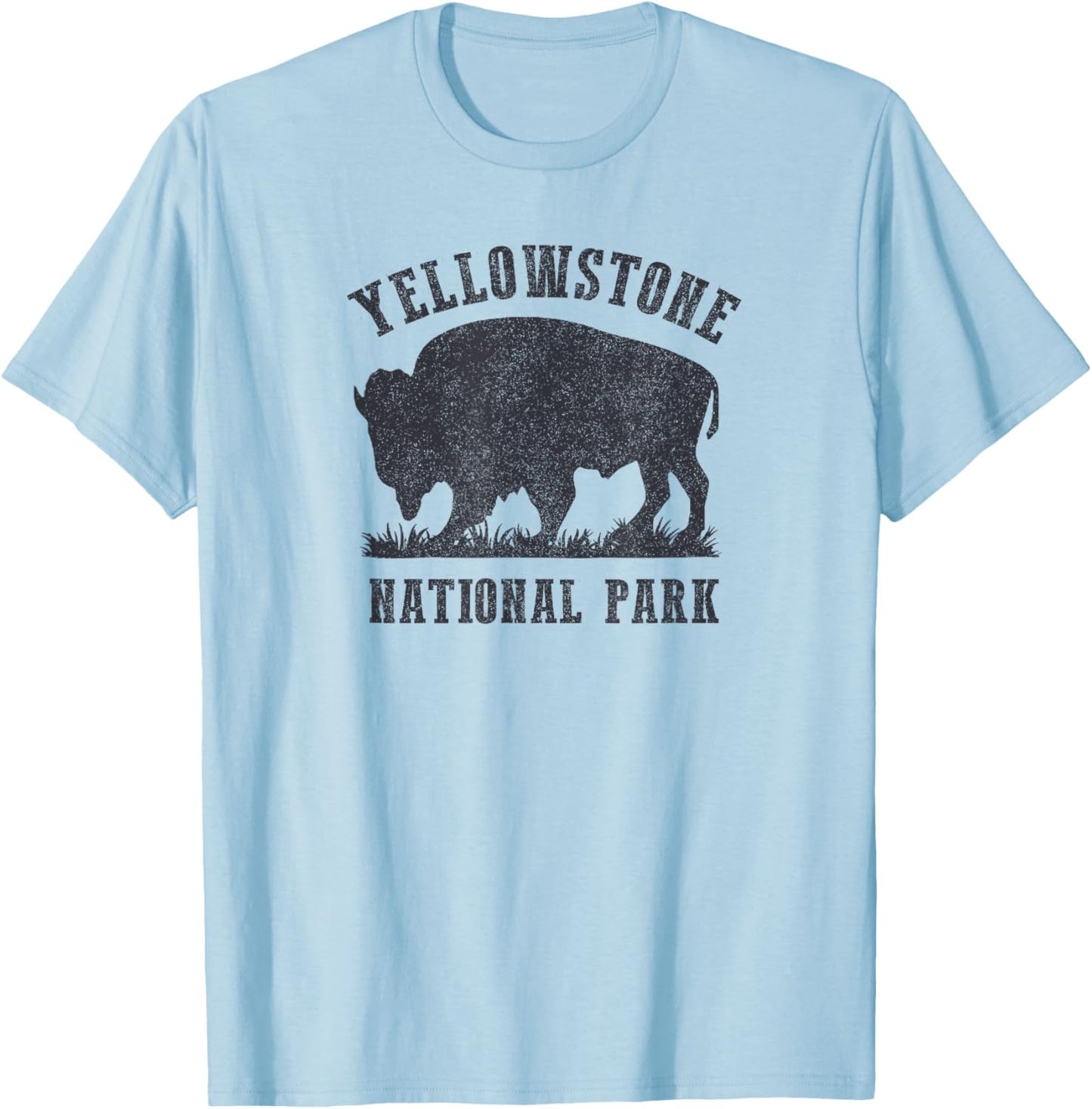 Vintage Yellowstone Buffalo National Park Bison Souvenir T-Shirt - T-Shirt | Light Blue