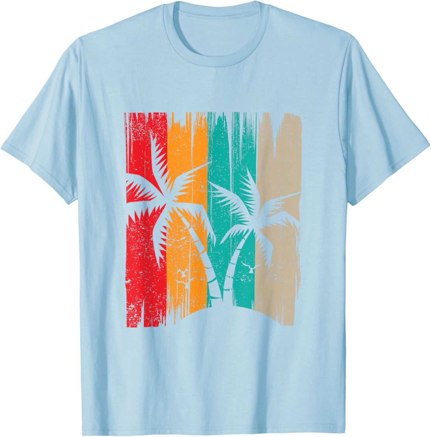 Palm Trees Retro Tropical Summer T-Shirt - T-Shirt | Light Blue