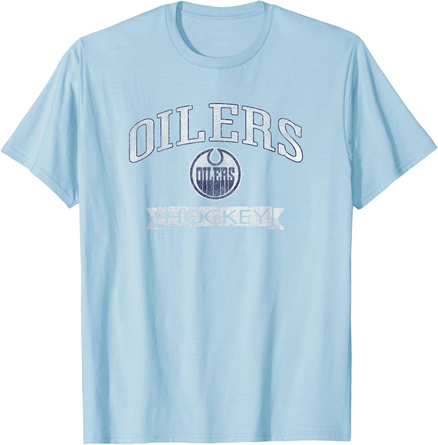 Edmonton Oilers Vintage Hockey Orange Officially Licensed T-Shirt - T-Shirt | Light Blue