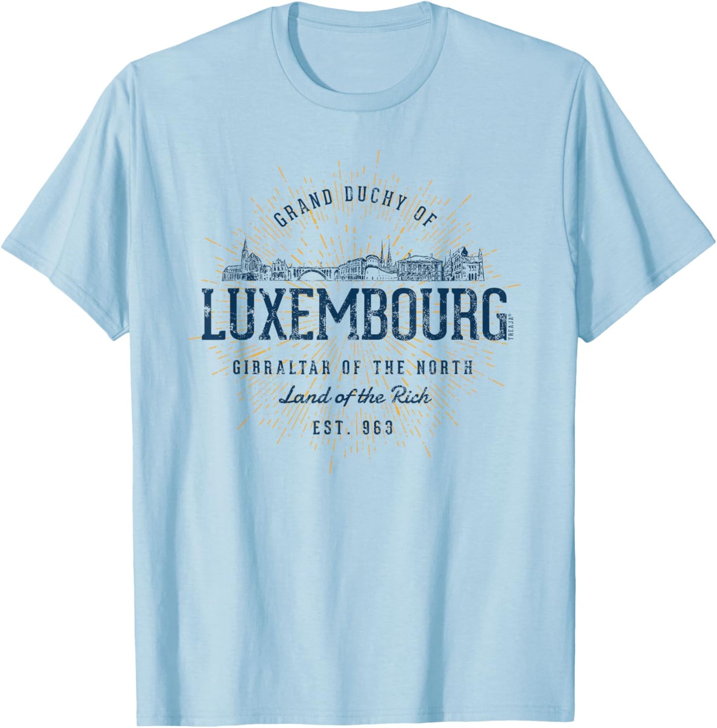 Vintage Luxembourg Retro T-Shirt - T-Shirt | Light Blue