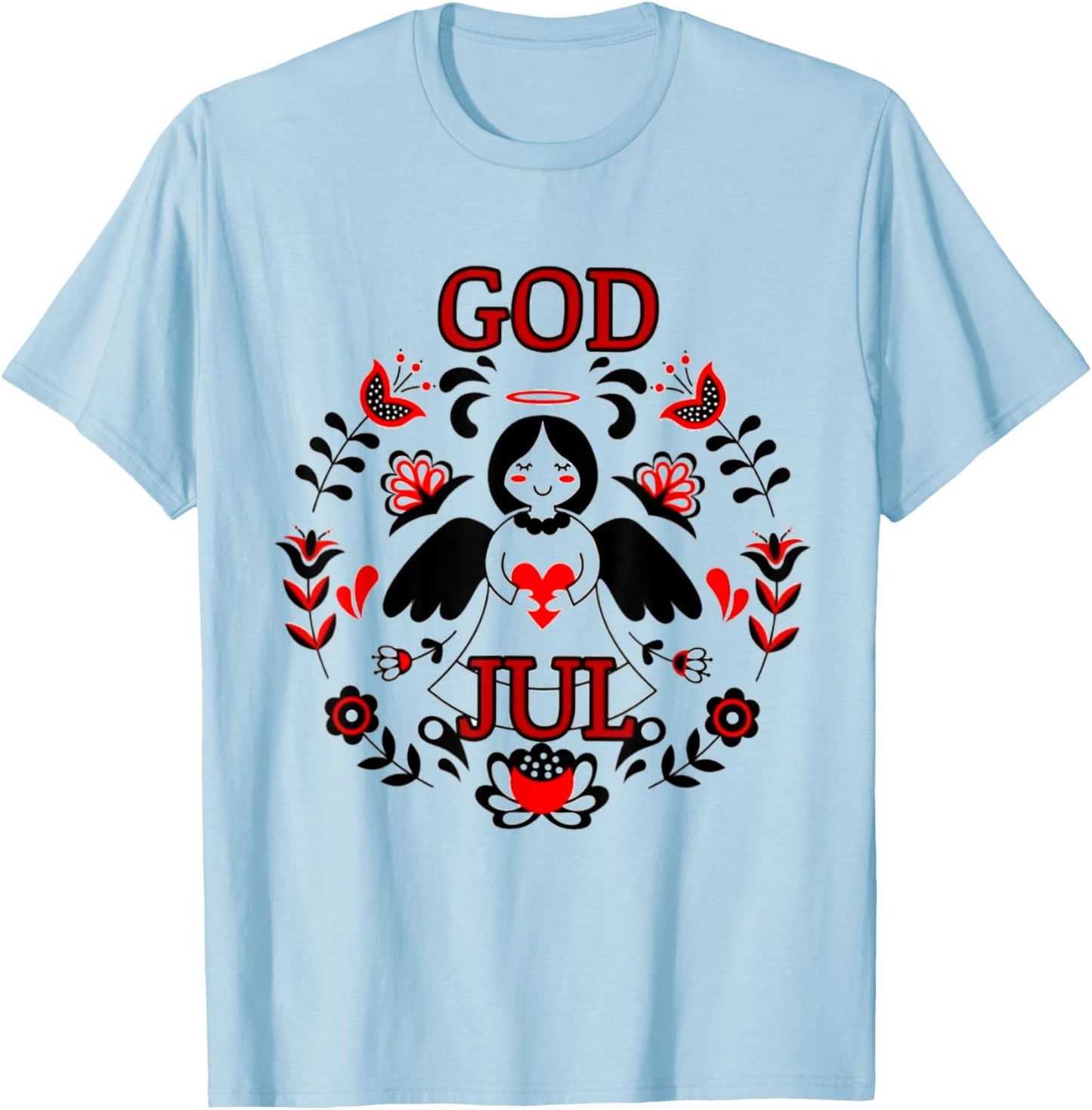 God Jul In Heart Christmas T-Shirt - T-Shirt | Light Blue