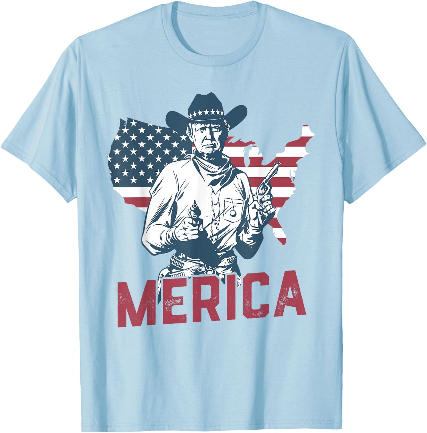 'MERICA TRUMP Happy 4th Of July Trump American Flag Gifts T-Shirt - T-Shirt | Light Blue