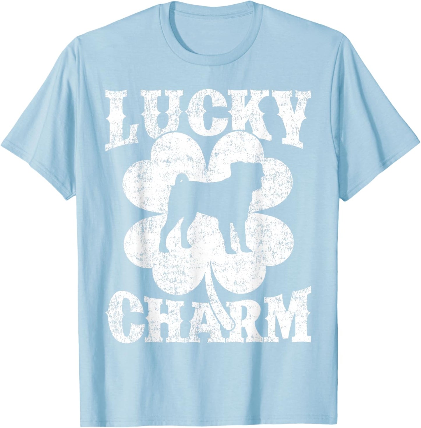 Shamrock Leaf Lucky Charm Pug Dog St Patrick's Day T-Shirt - T-Shirt | Light Blue