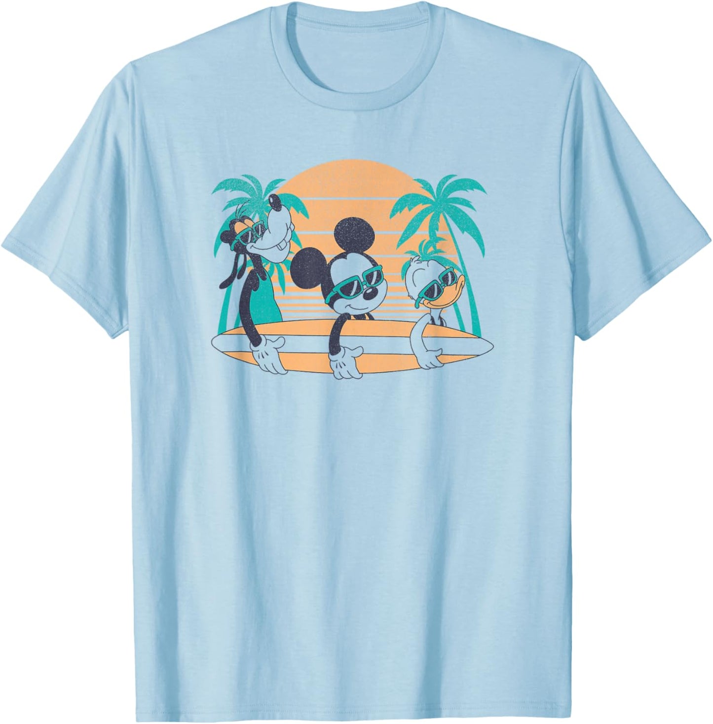 Disney Mickey and Friends Retro Surf Group Small T-Shirt - T-Shirt | Light Blue
