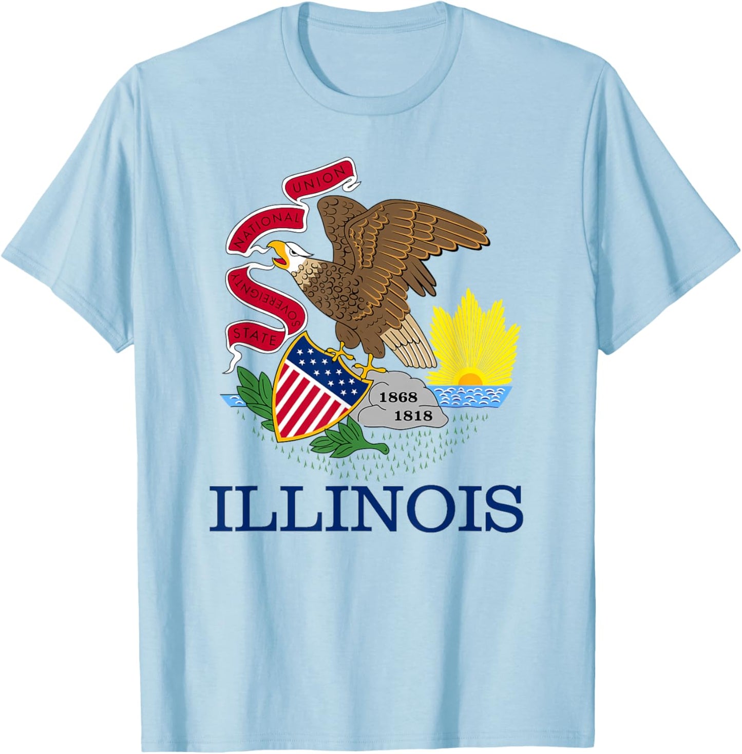 State Flag Illinois of the Prairie State T-Shirt - T-Shirt | Light Blue