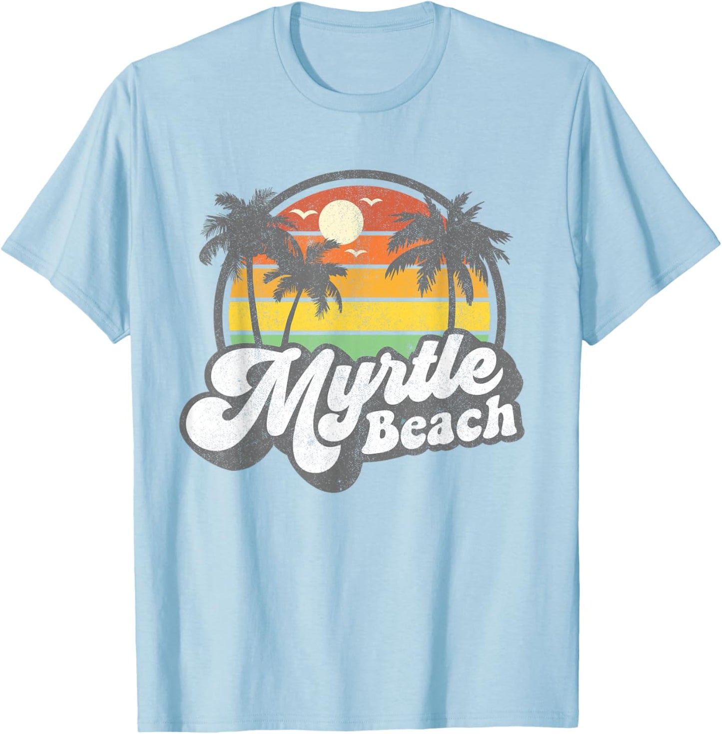 Myrtle Beach South Carolina Retro 70s Vintage Vacation Gift T-Shirt - T-Shirt | Light Blue