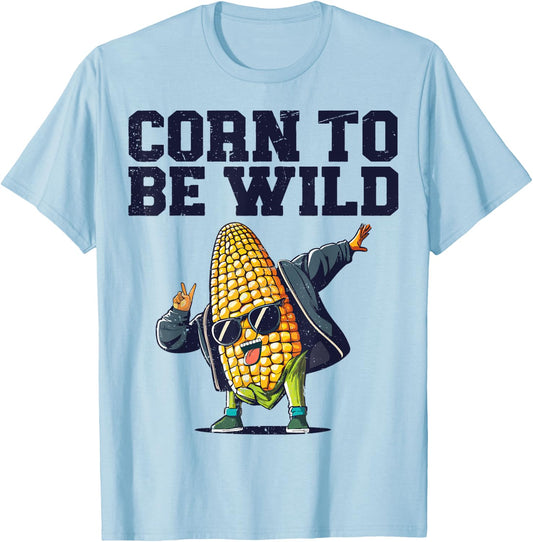 Dabbing Corn to Be Wild Funny Cob Farmers Lover Foodie Retro T-Shirt - T-Shirt | Light Blue