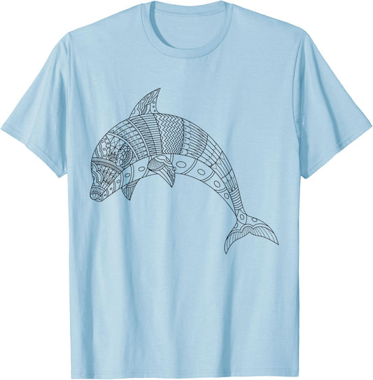 Cute dolphin to paint and color in for children T-Shirt - T-Shirt | Light Blue
