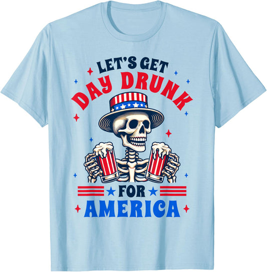 4th Of July Beer Drinking Let's Get Day A Drunk For America Men T-Shirt - T-Shirt | Light Blue