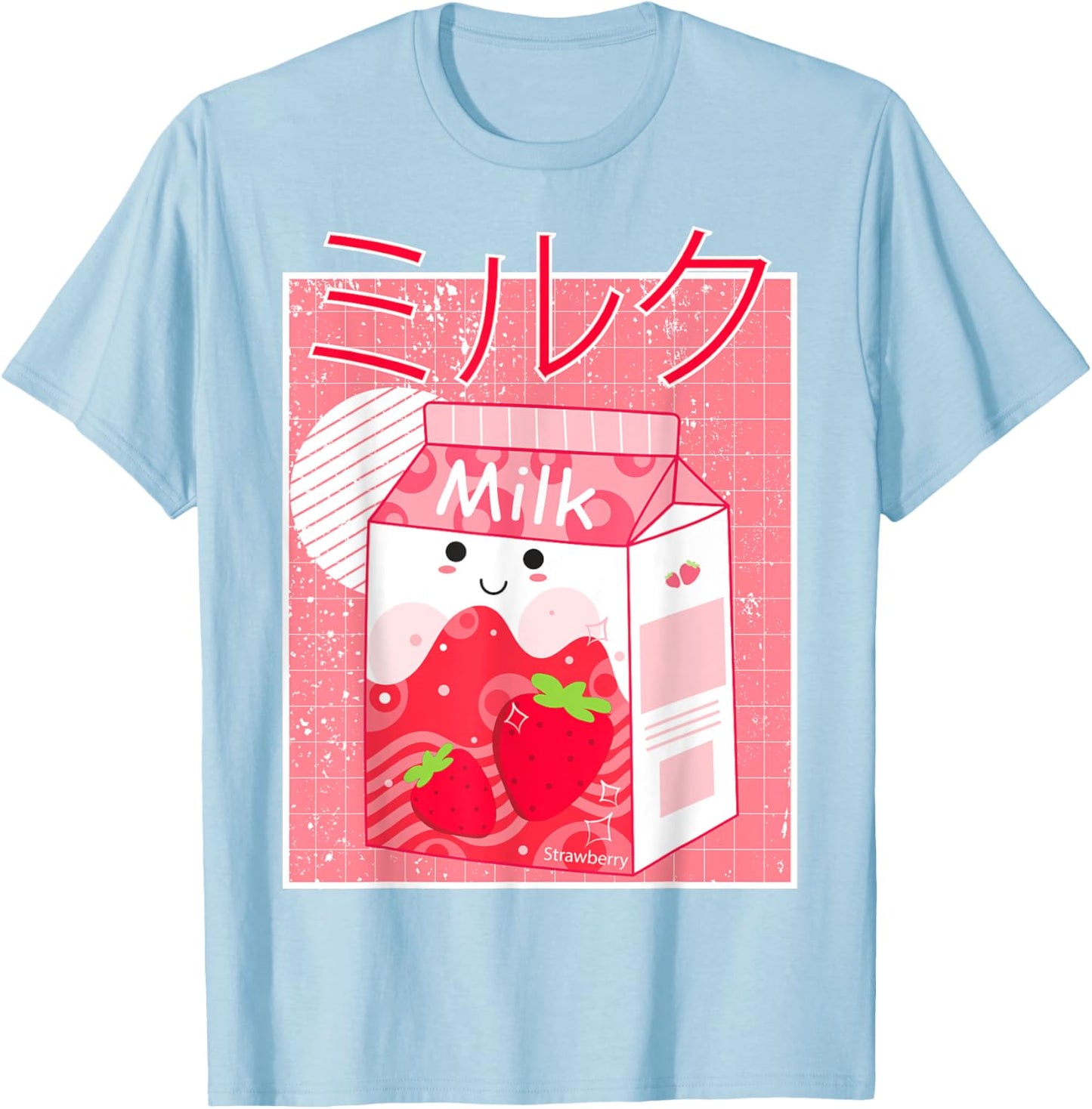 Pink Strawberry Milk Shake Kawaii pastel Goth Japanese 90's T-Shirt - T-Shirt | Light Blue