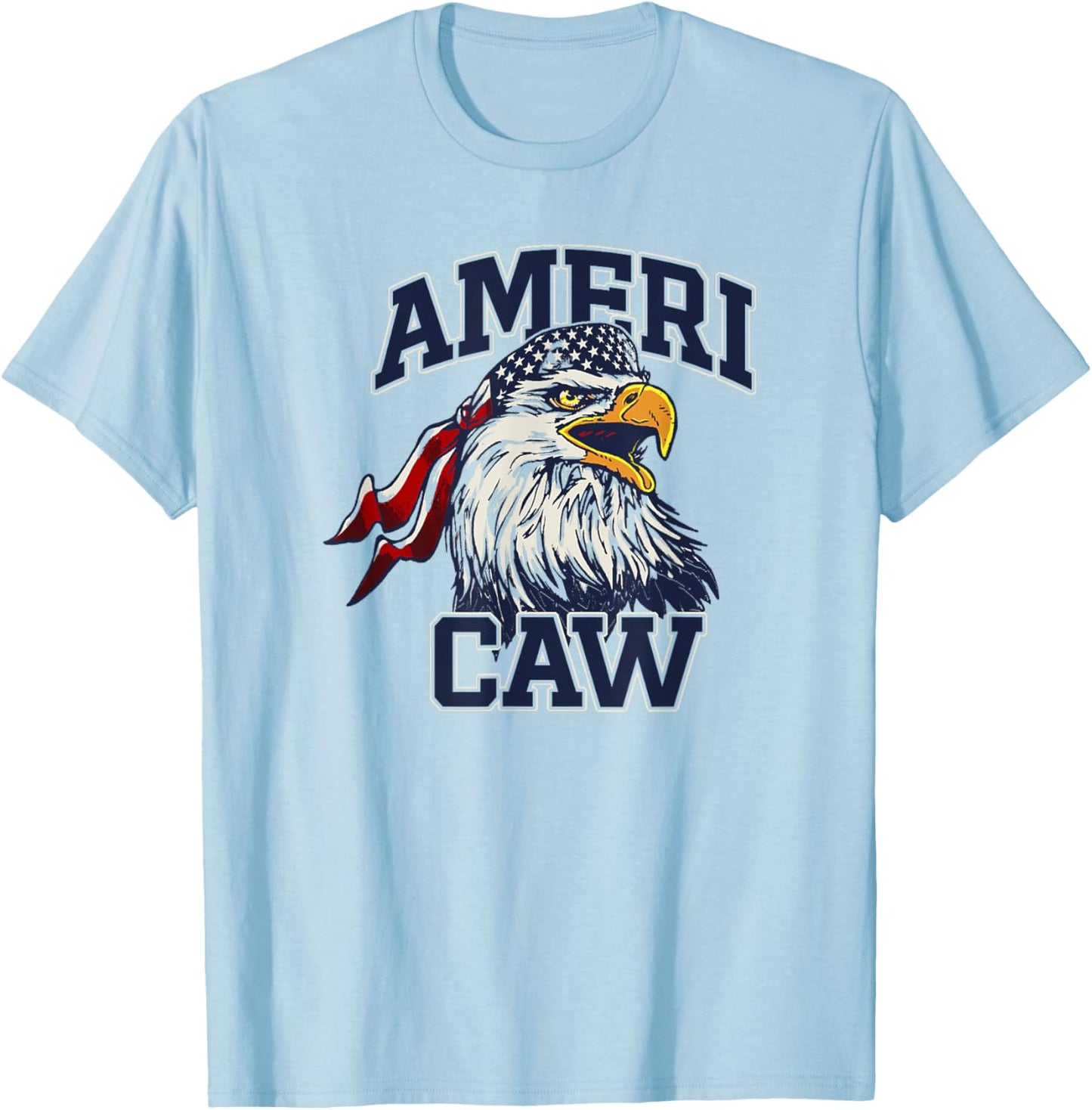 Trendy Ameri Caw American Biker Eagle T-Shirt - T-Shirt | Light Blue