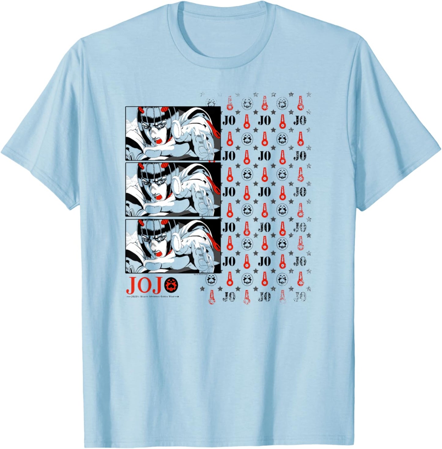 JoJo's Bizarre Adventure Pt 5 Bruno Bucciarati Zippers Anime T-Shirt - T-Shirt | Light Blue