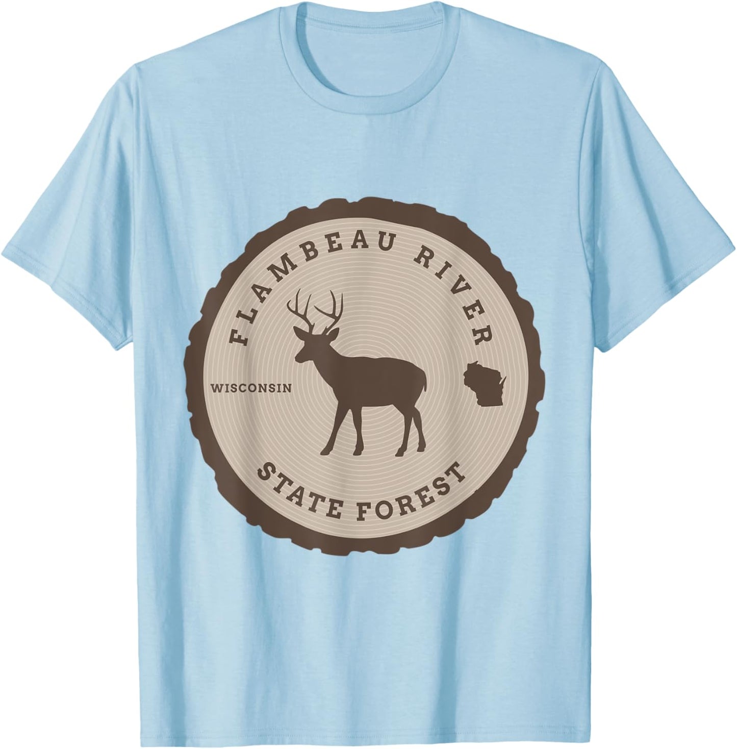 Flambeau River State Forest Wisconsin WI Outdoors Deer T-Shirt - T-Shirt | Light Blue