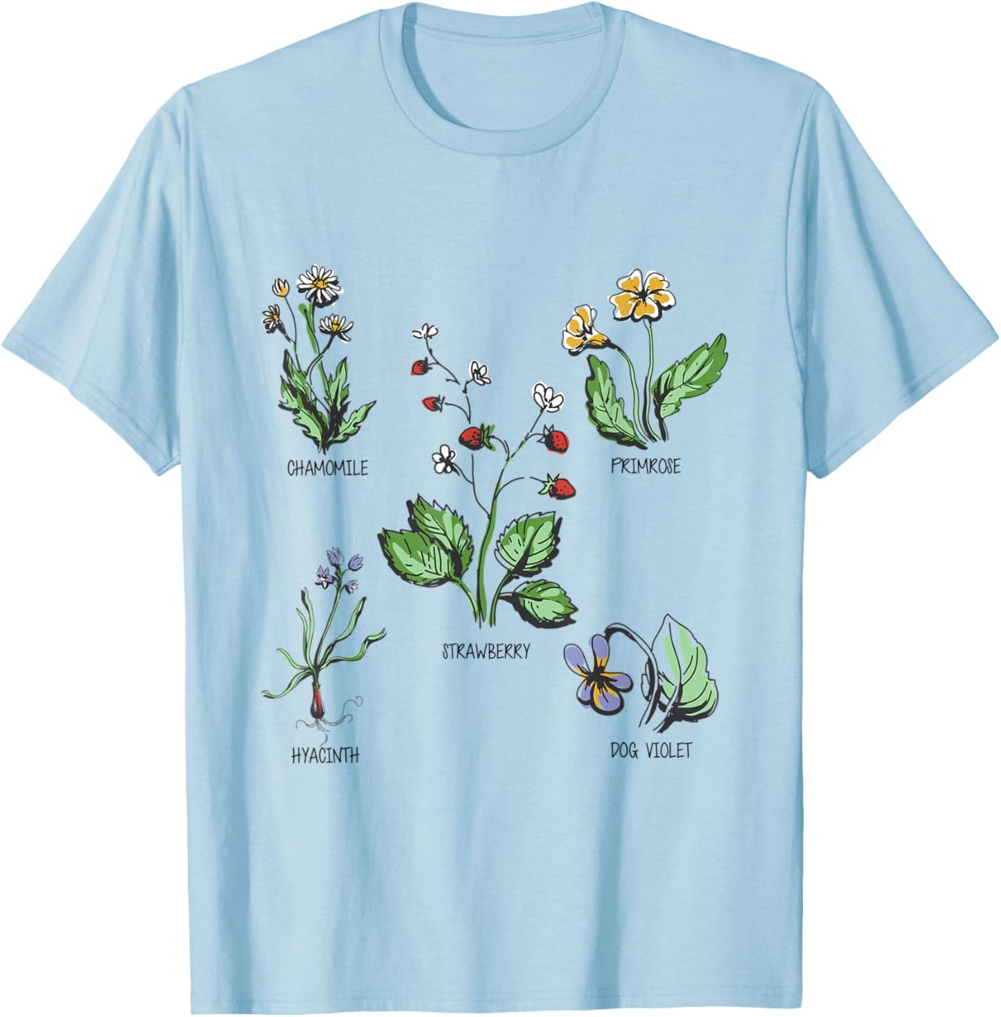 Garden plants in pastel colours for nature lovers botany T-Shirt - T-Shirt | Light Blue