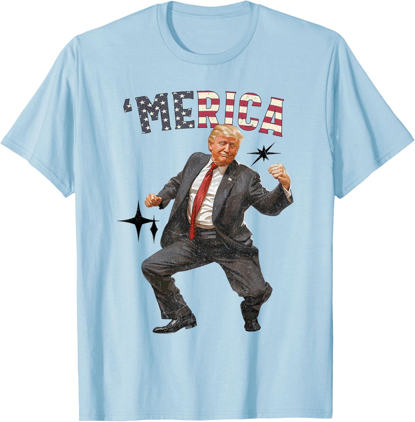 'MERICA TRUMP Happy 4th Of July Trump American Flag Gifts T-Shirt - T-Shirt | Light Blue
