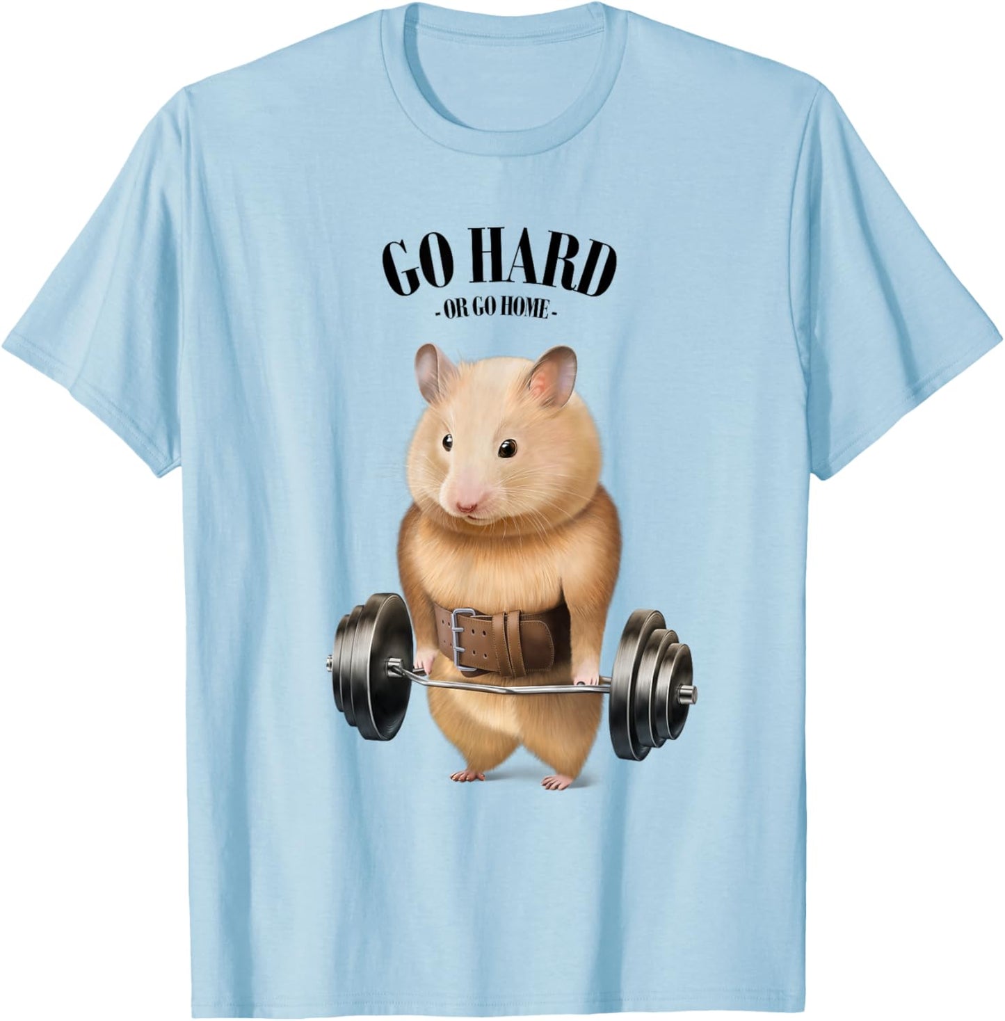 Hamster Muscle Training with Barbell Shrug Bar Fitness Gym T-Shirt - T-Shirt | Light Blue