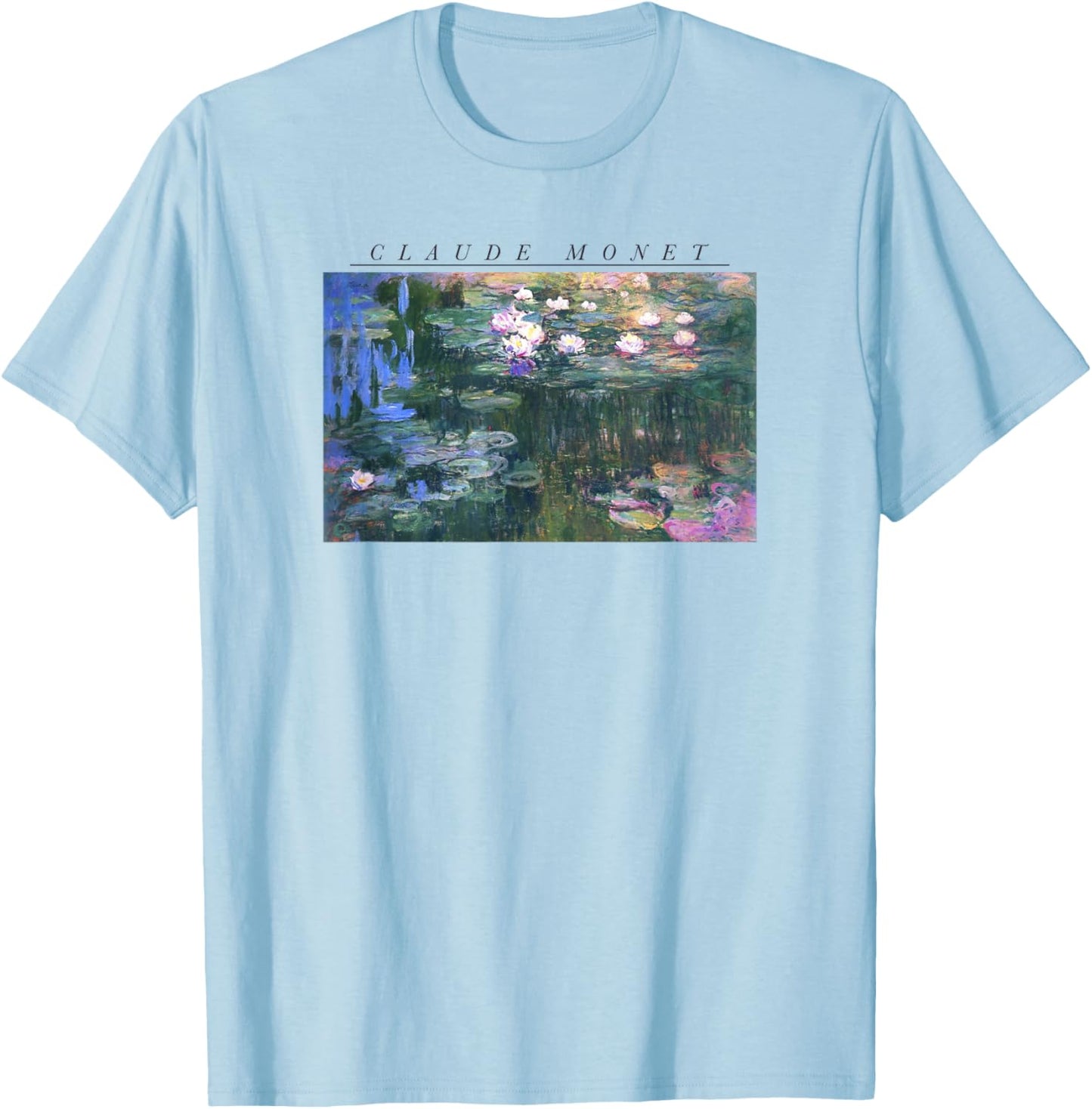 Trendy Claude Monet Lily Pad Picture T-Shirt - T-Shirt | Light Blue
