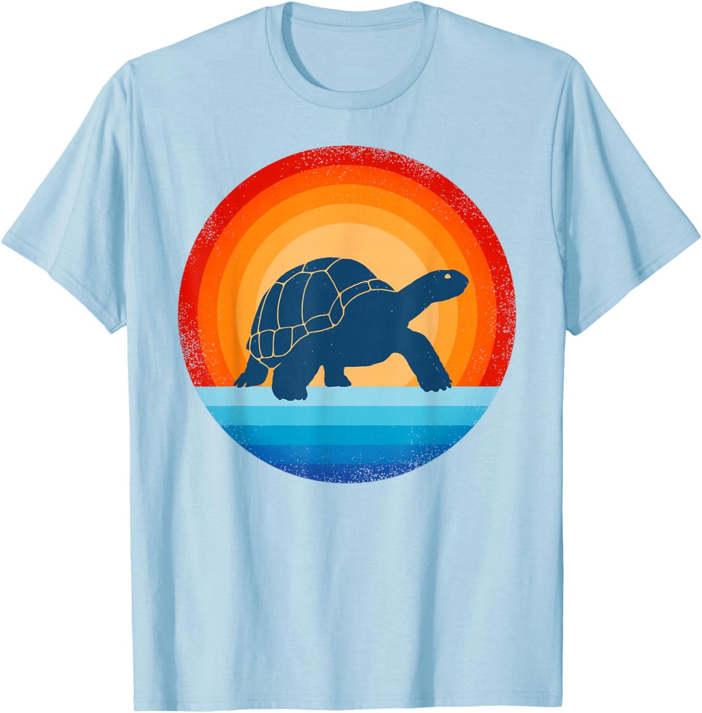 Tortoise Retro Vintage 60 70s Sunset Turtle Reptile Animal T-Shirt - T-Shirt | Light Blue