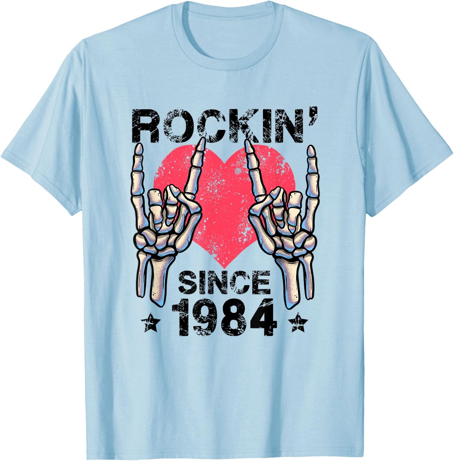 Rockin Since 1984 Rock&Roll Birthday Retro Rock And Roll T-Shirt - T-Shirt | Light Blue
