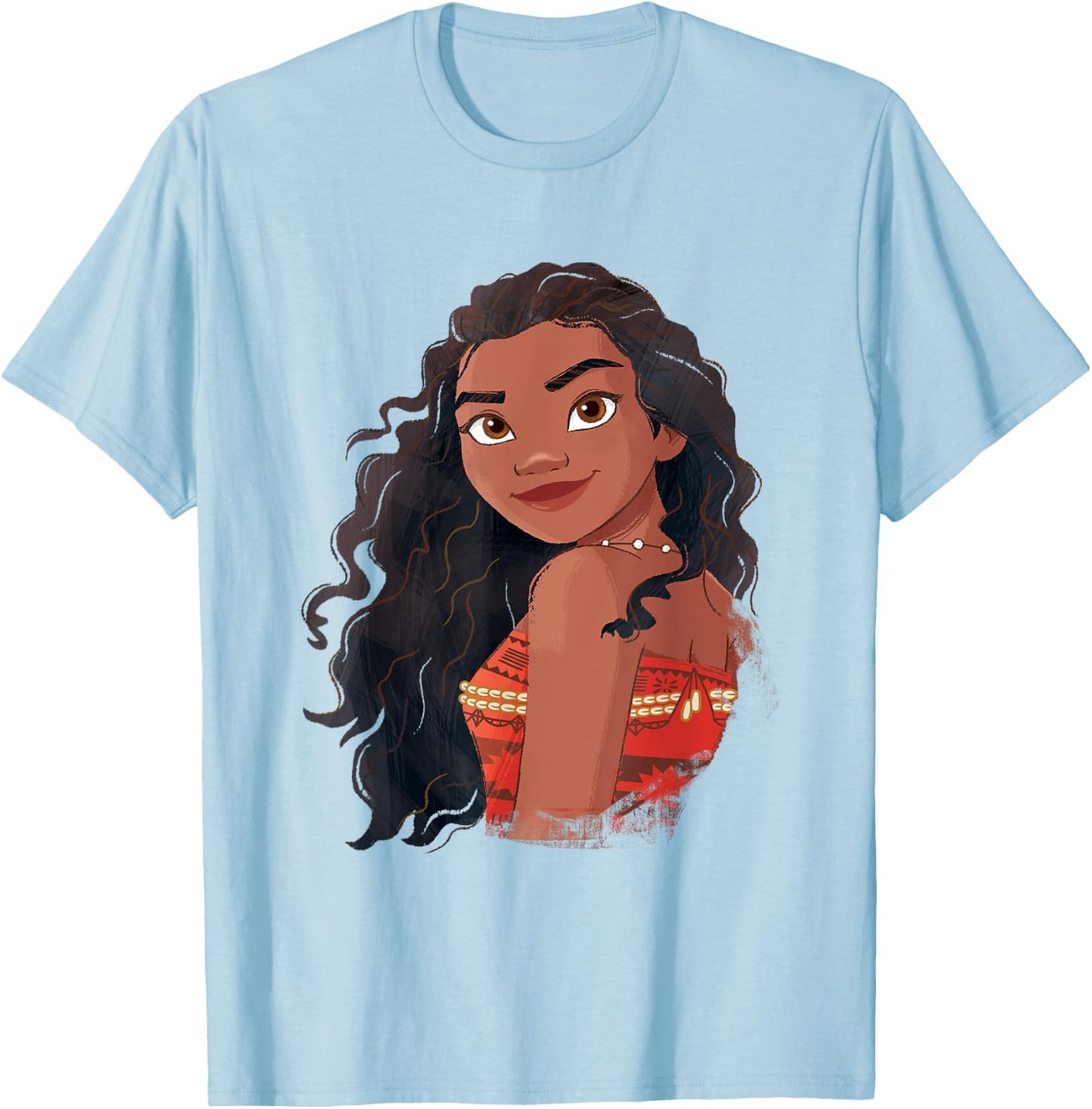 Disney Moana Powerful Beautiful Moana Big Chest Portrait T-Shirt - T-Shirt | Light Blue