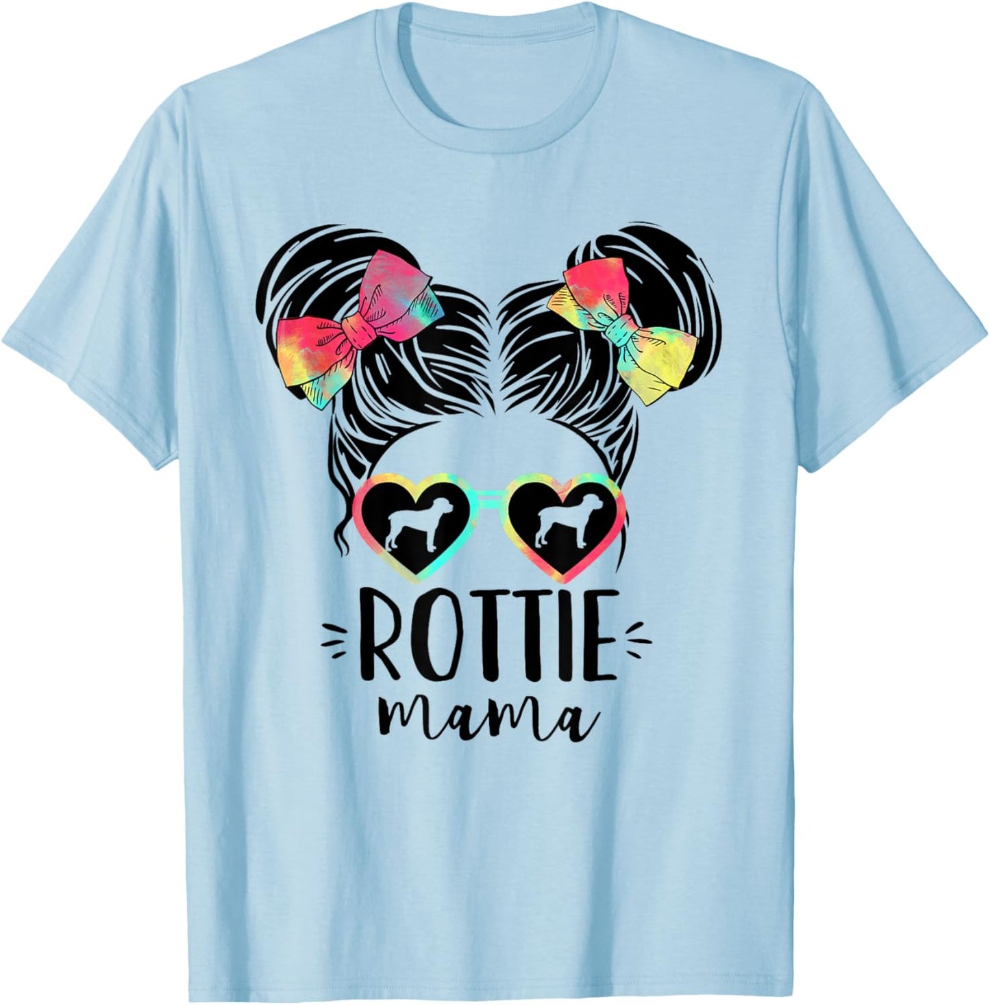 Rottie Mama Gifts Double Bun Hair Rottweiler Gifts Dog Mom T-Shirt - T-Shirt | Light Blue