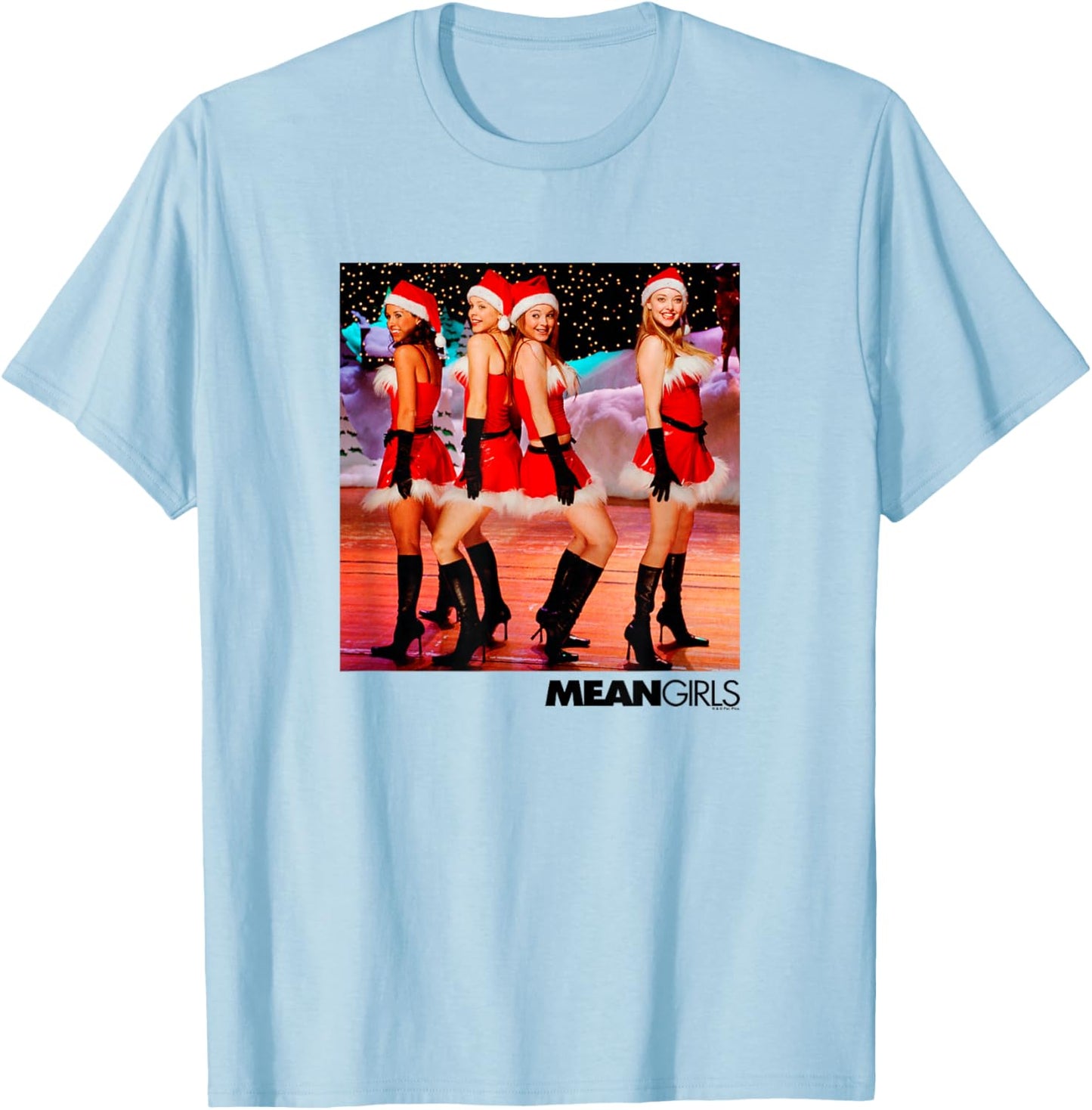 Mean Girls - Regina Gretchen Karen Christmas Santa Dance T-Shirt - T-Shirt | Light Blue