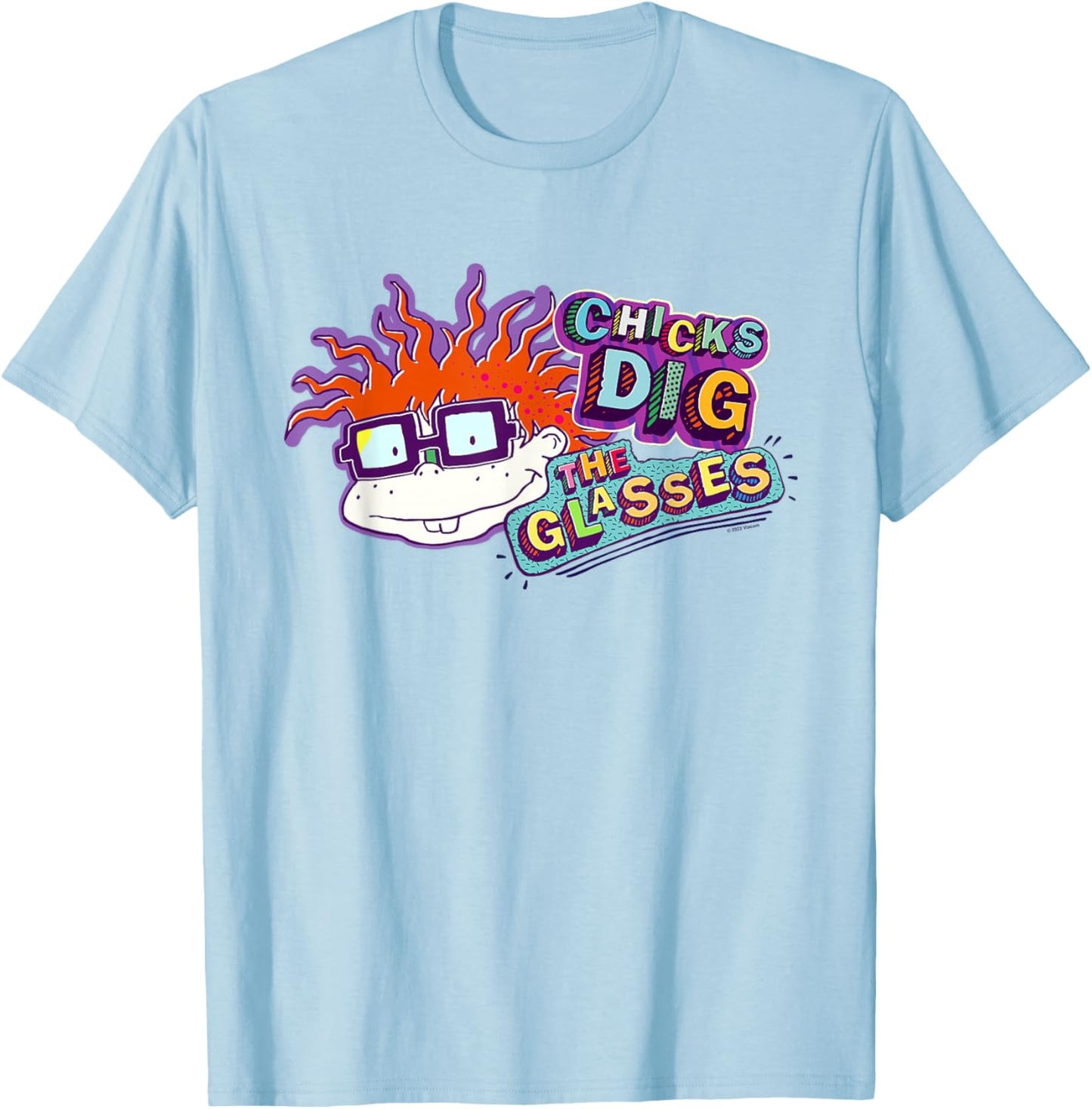 Rugrats Chicks Dig the Glasses Badge T-Shirt - T-Shirt | Light Blue