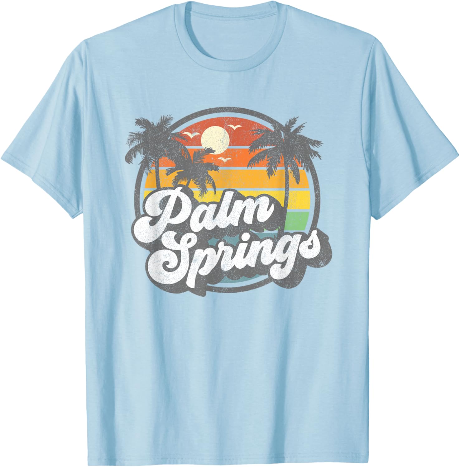 Palm Springs California Beach Retro Vintage Vacation Gift Small T-Shirt - T-Shirt | Light Blue
