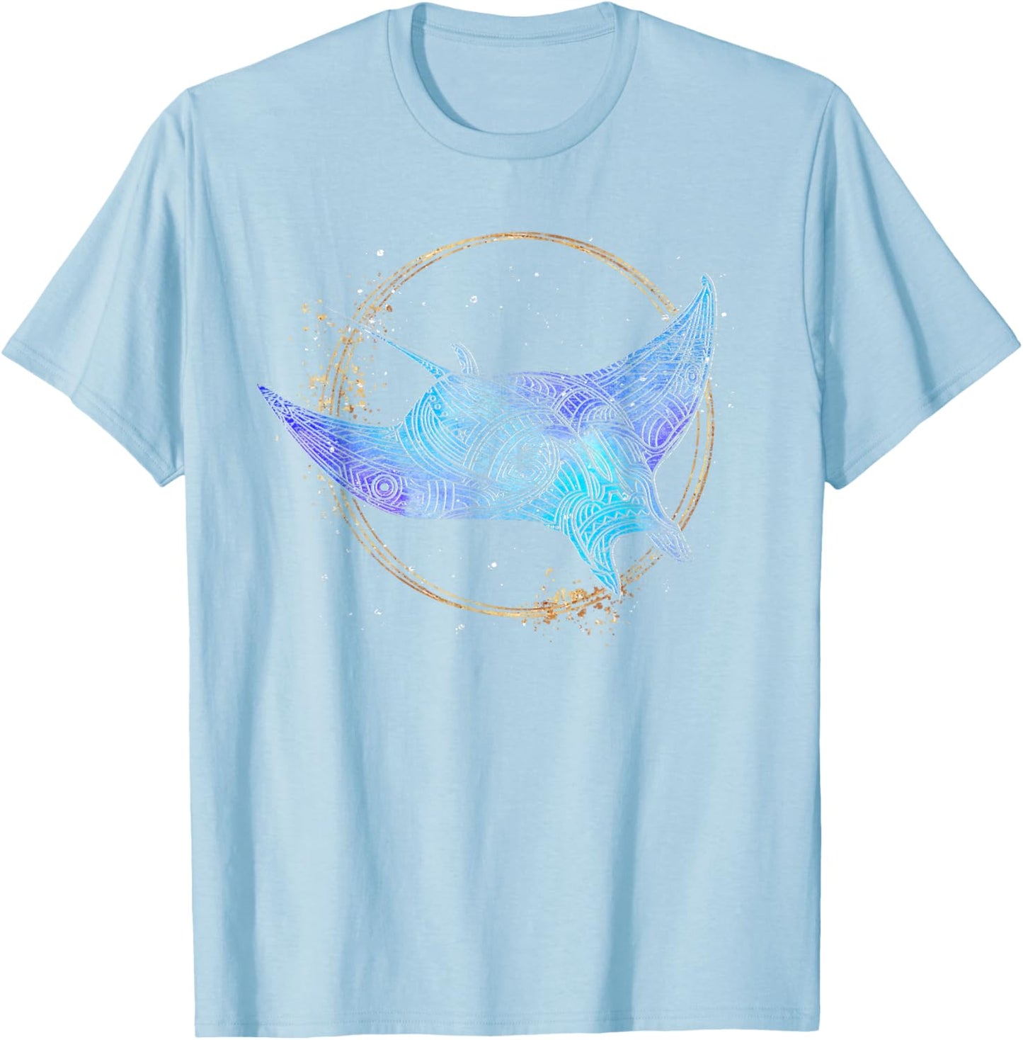 Ocean Animal Lover Hawaiian Tattoo Stingray Manta Ray T-Shirt - T-Shirt | Light Blue