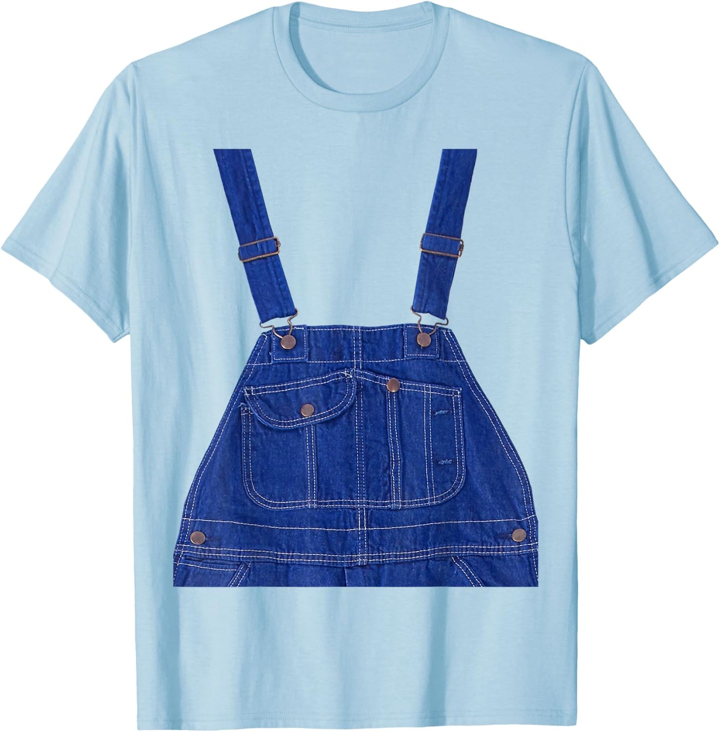 Party Costume - Blue Color Overall Printed On A Yellow Color T-Shirt - T-Shirt | Light Blue