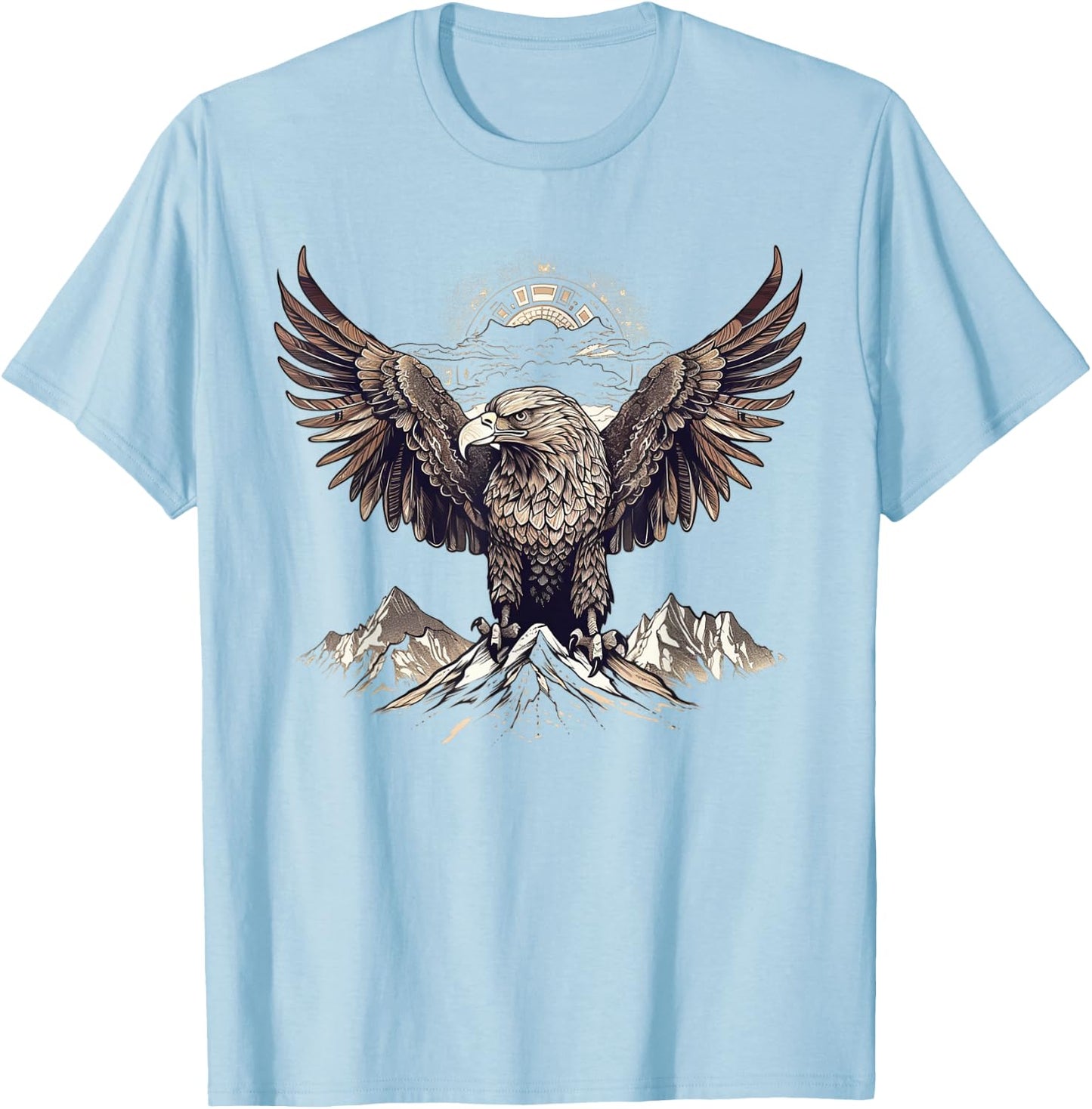 Eagle Artwork | Animal Bird Motif Eagle T-Shirt - T-Shirt | Light Blue