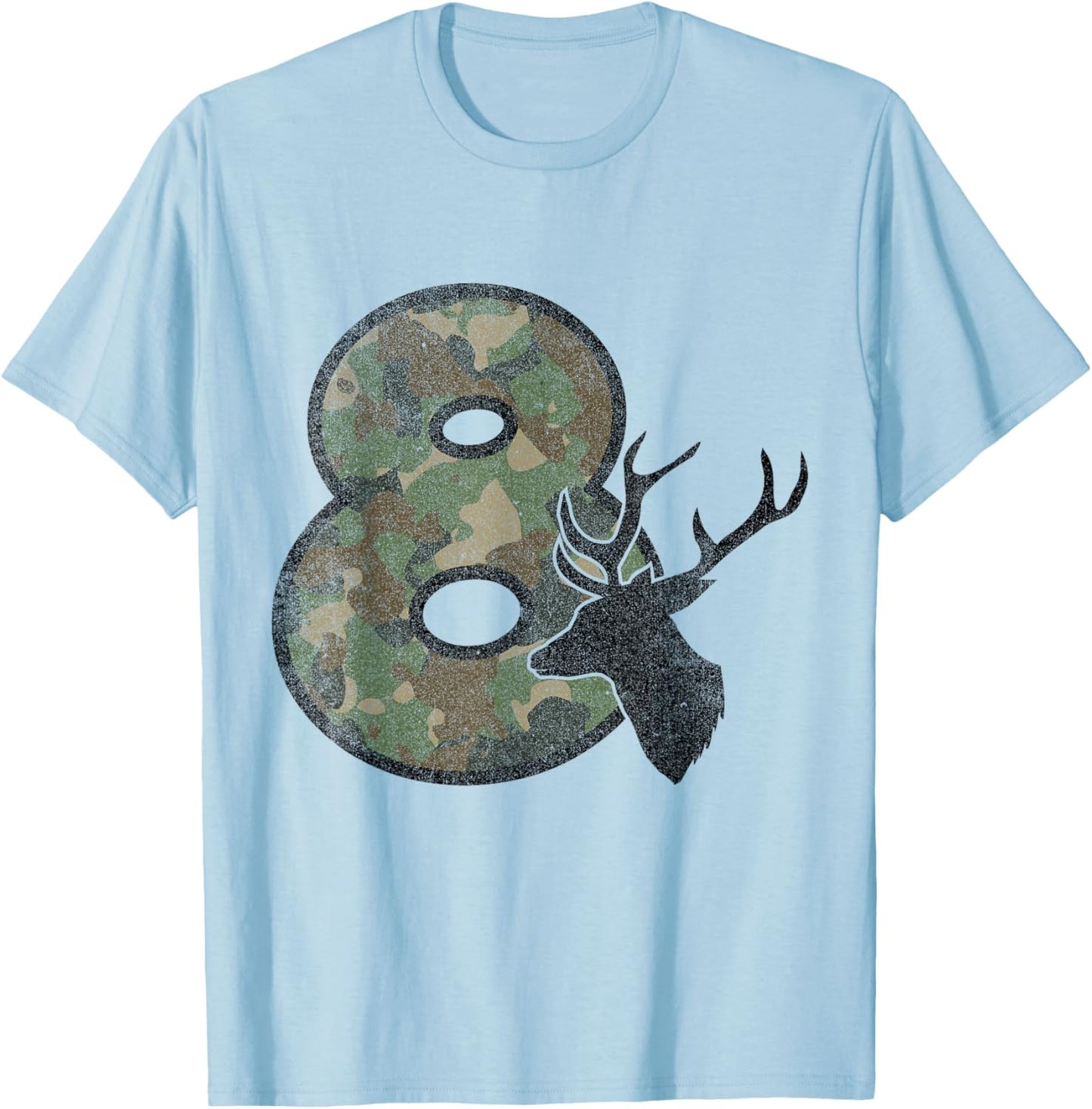 Country Boys Camo 8 Eight Year Old Birthday Deer Hunter T-Shirt - T-Shirt | Light Blue