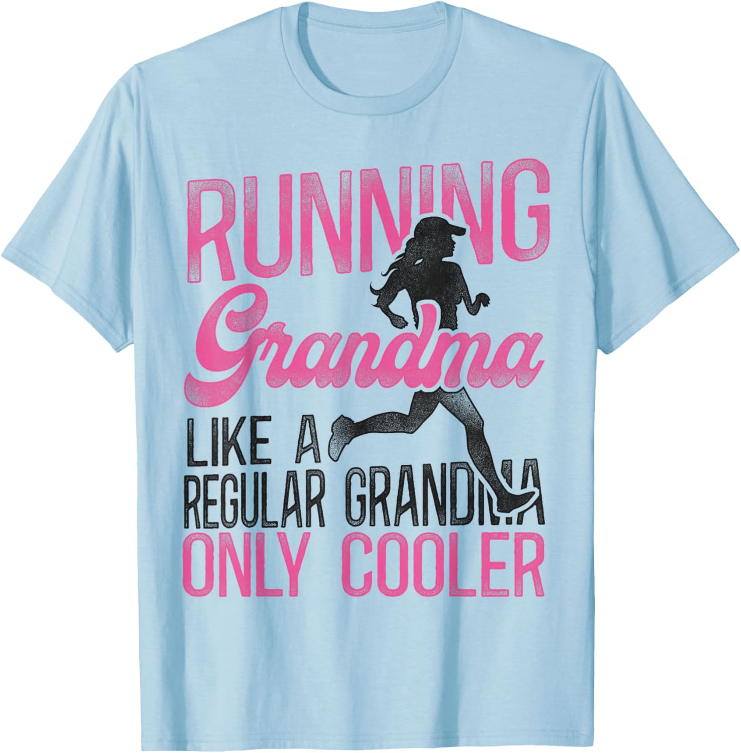 Running Runner Half Marathon Grandma Vintage Female Runner T-Shirt - T-Shirt | Light Blue