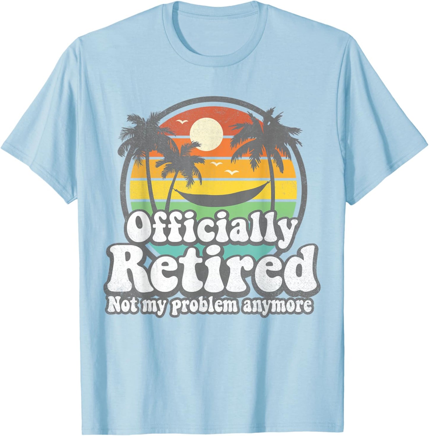 Officially Retired 2022 Hawaiian Beach Vintage Retirement T-Shirt - T-Shirt | Light Blue