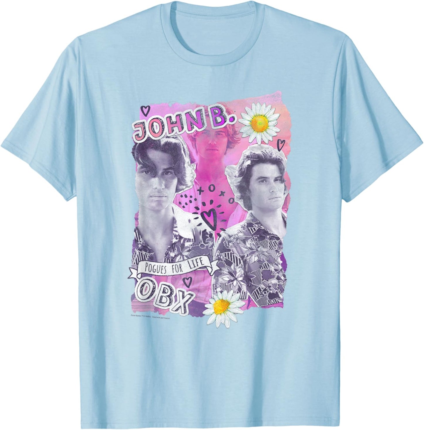 Outer Banks Valentine's Day John B. Hearts & Daisy Collage T-Shirt - T-Shirt | Light Blue