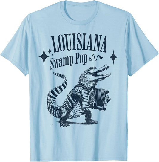 Louisiana Swamp Pop Alligators New Orleans Music T-Shirt - T-Shirt | Light Blue