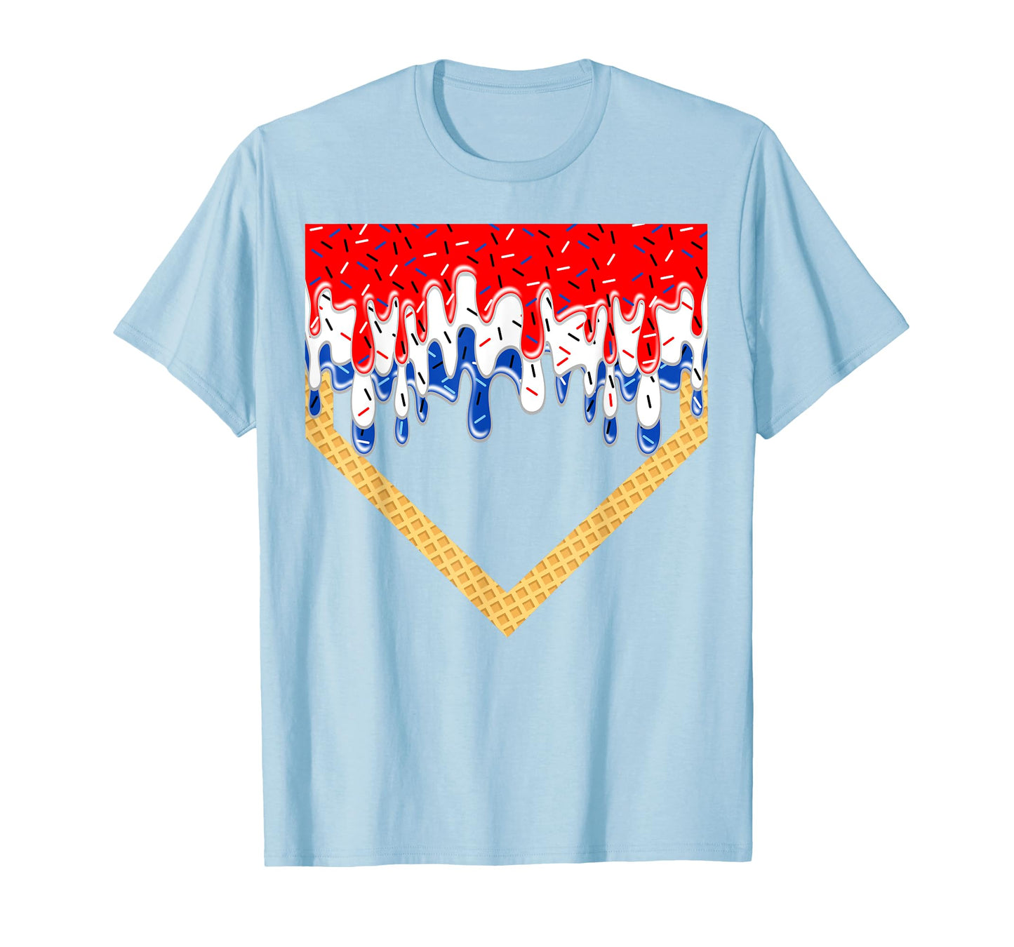 Baseball Drip American Flag Home Plate 4th Of July Patriotic T-Shirt