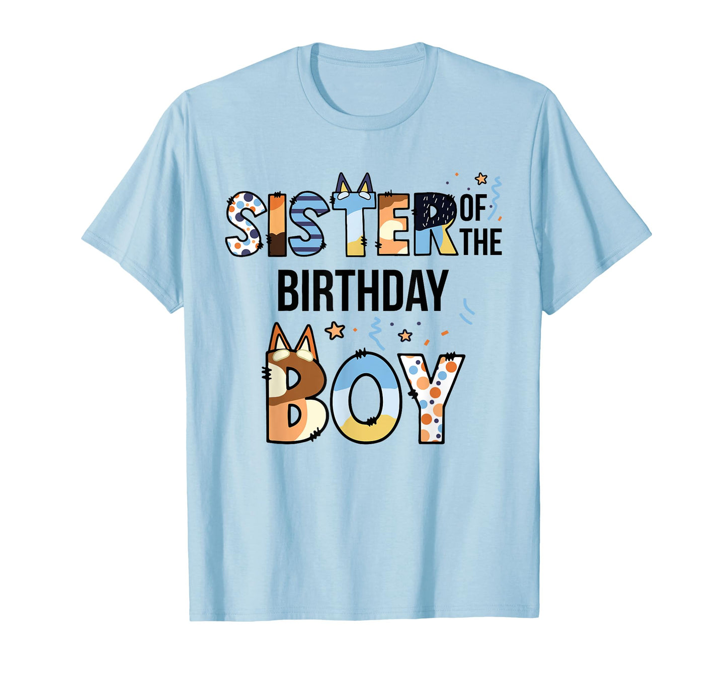 Sister Of The Birthday Boy Party Blue Dog Lover Matching T-Shirt