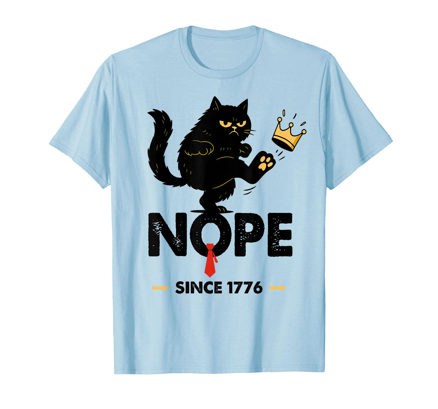 Nope No Kings in America Since 1776 Funny Black Cat T-Shirt