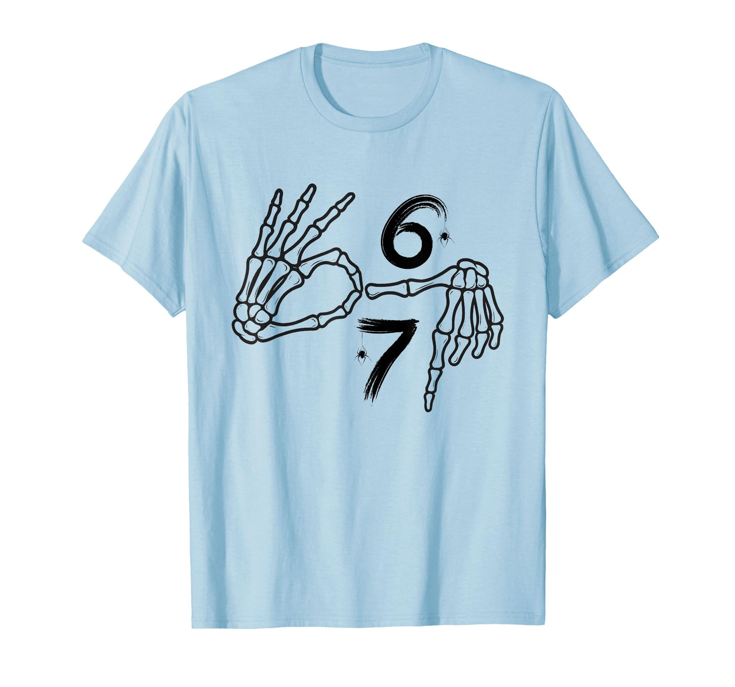 Funny Six Seven 6 7 Meme 67 Skeleton Hand Halloween Costume T-Shirt