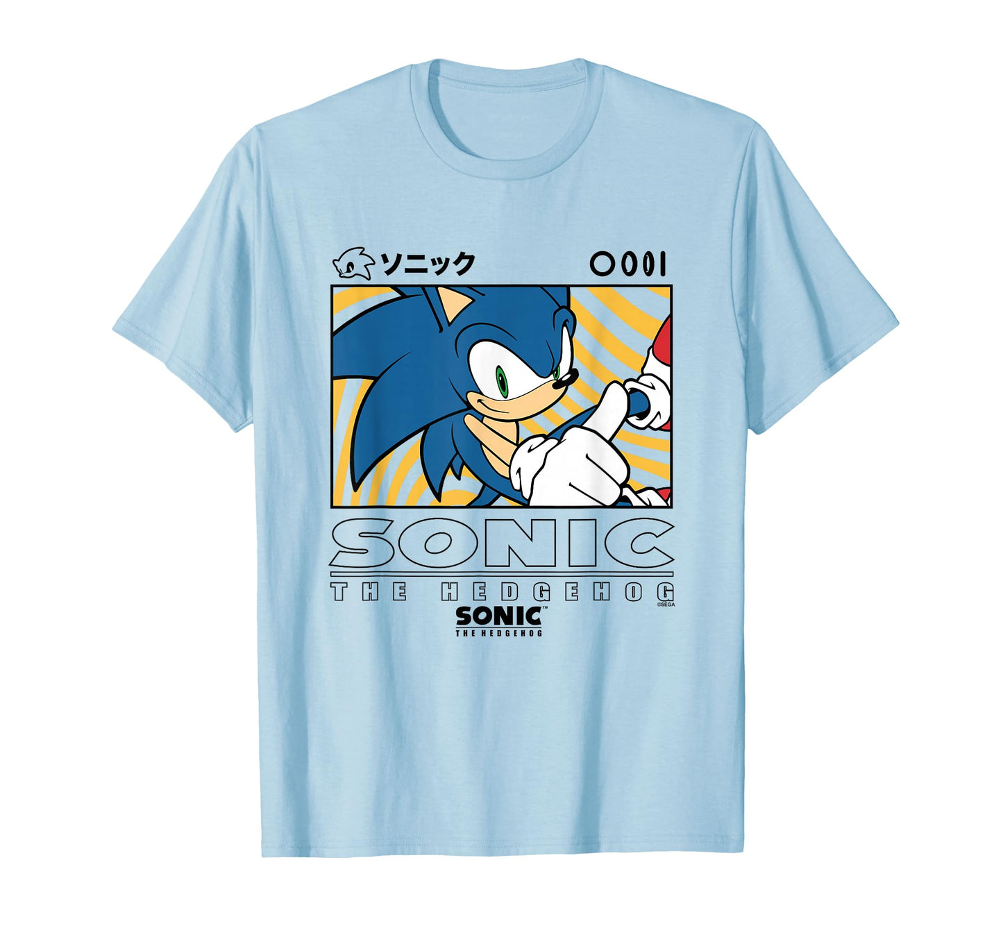 Sonic The Hedgehog Wavy Background Kanji Portrait T-Shirt