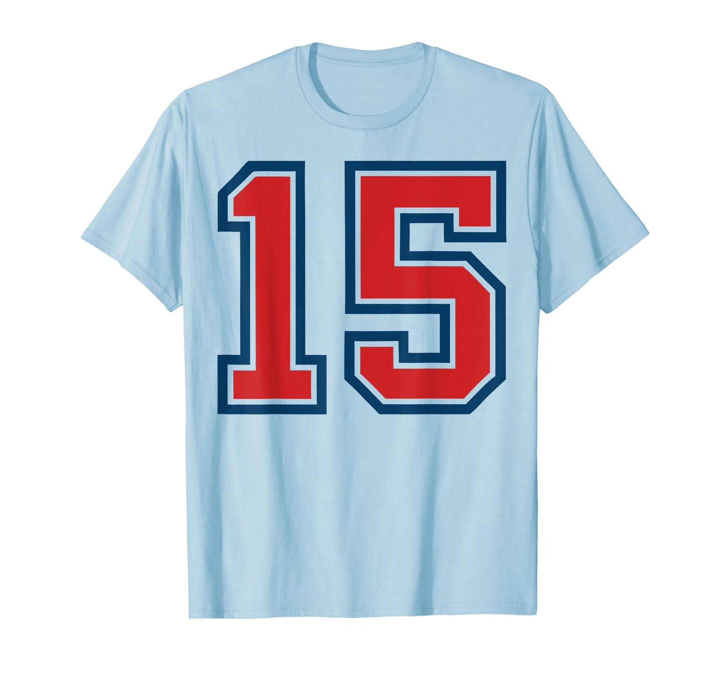 Red and Blue Sports Number 15 Jersey Uniform Player Fan T-Shirt