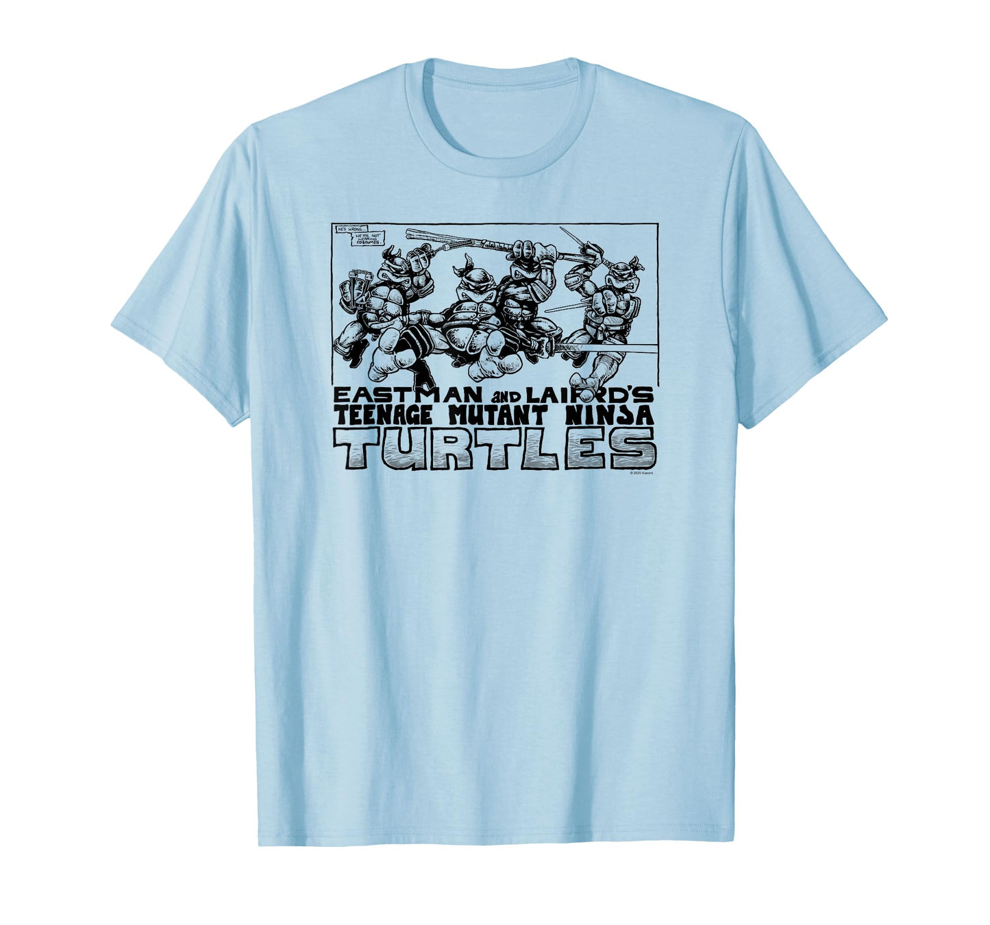 Teenage Mutant Ninja Turtles Group Action Outline Comic T-Shirt