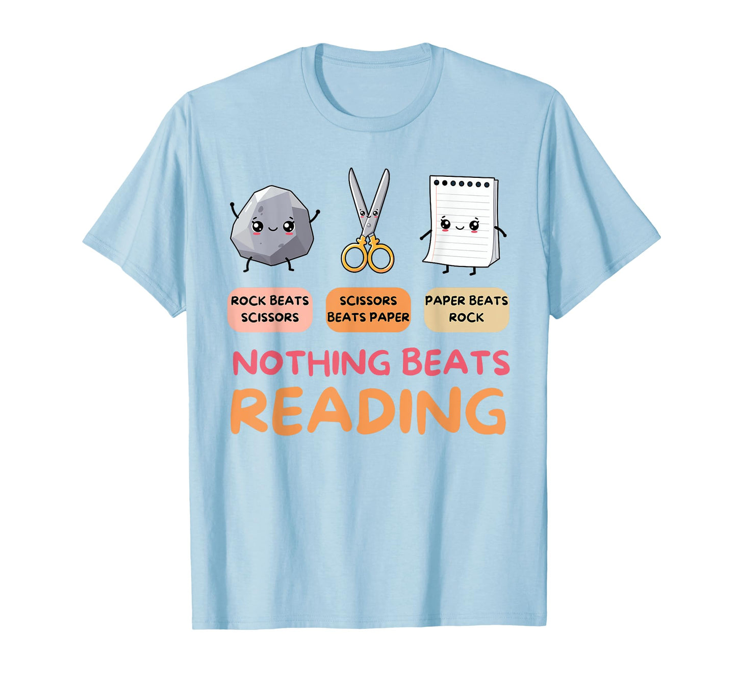 Nothing Beats Reading Rock Paper Scissors Book Lover Teacher T-Shirt