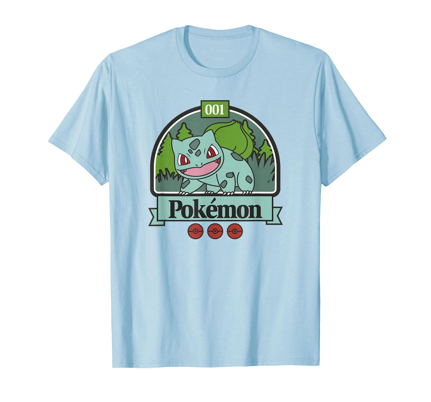 Pokémon 001 Bulbasaur Outdoor Adventure Grassy Park Badge T-Shirt