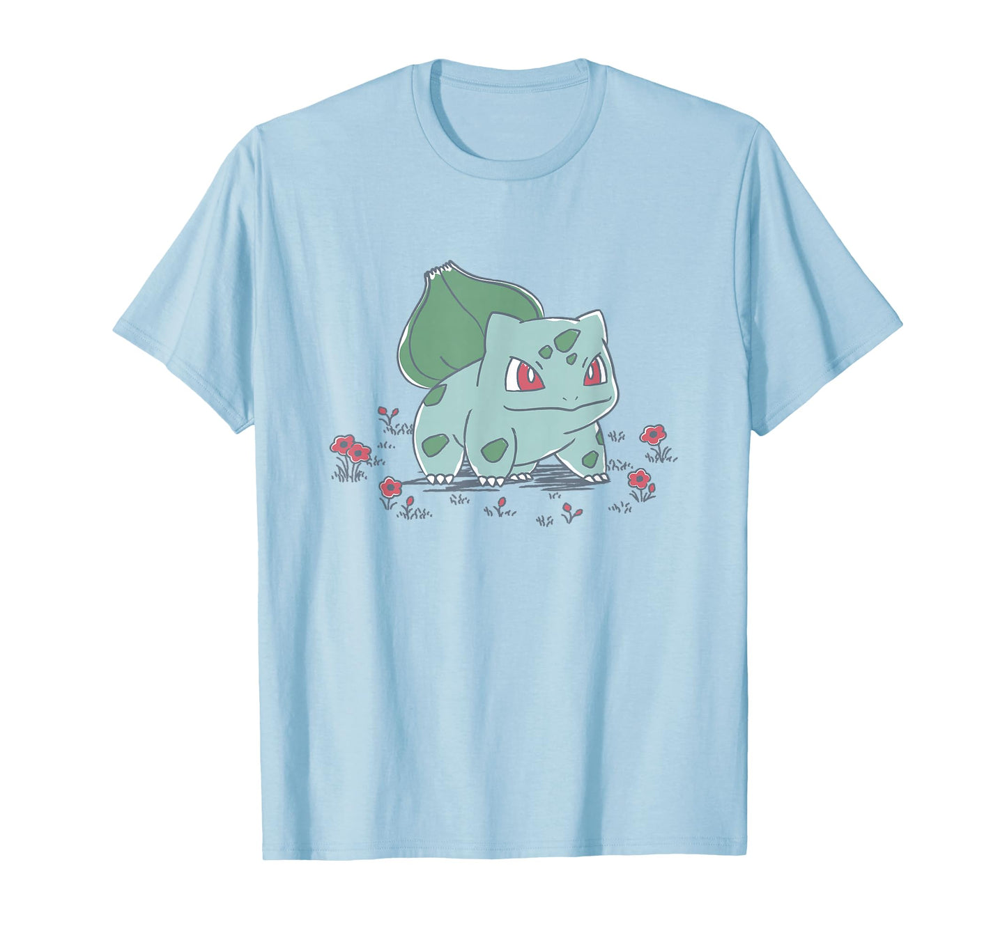 Pokémon Bulbasaur Standing In Flower Garden Retro Sketch T-Shirt