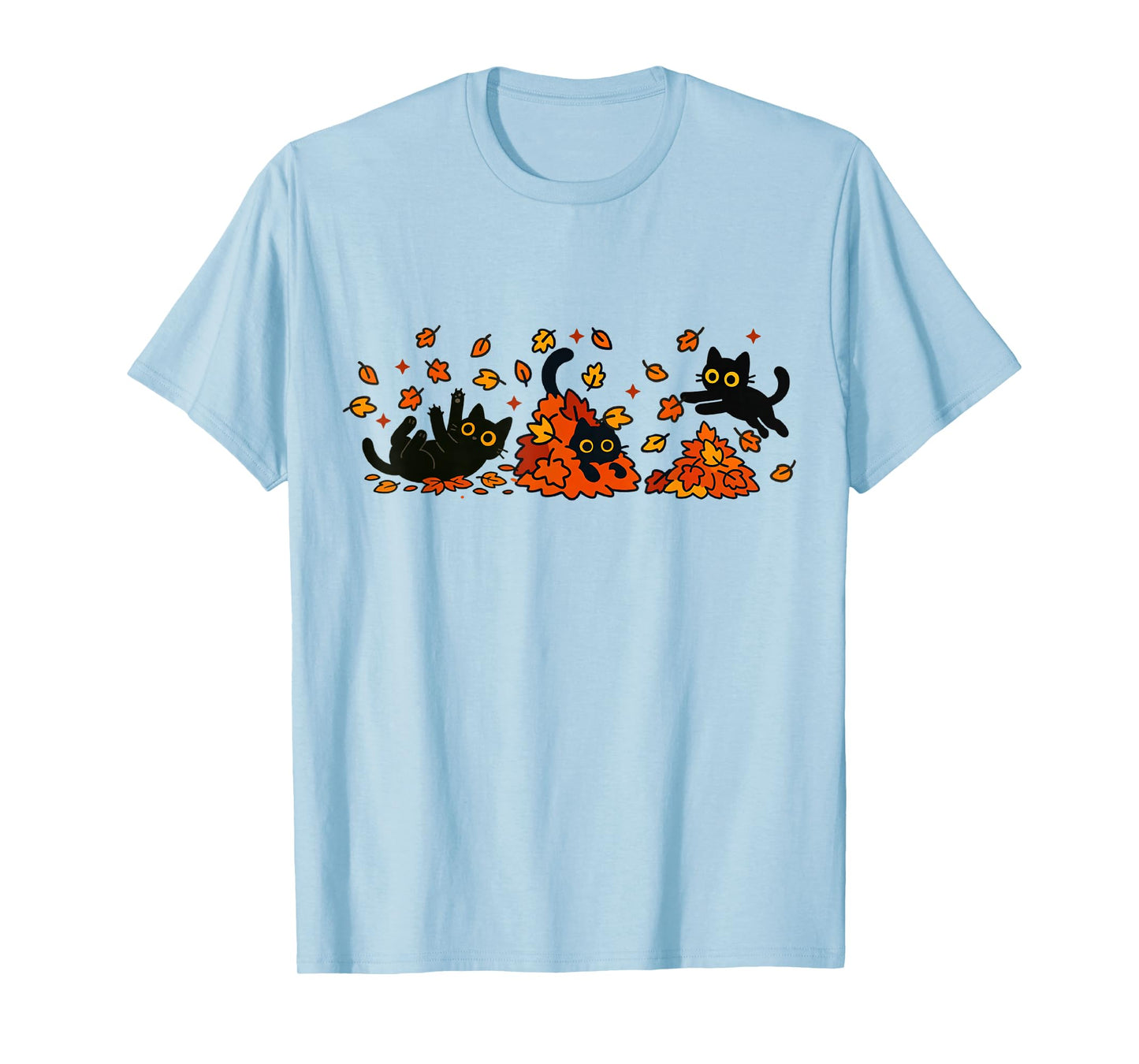 Retro Black Cats Fall Autumn Vibe Leaves Falling T-Shirt