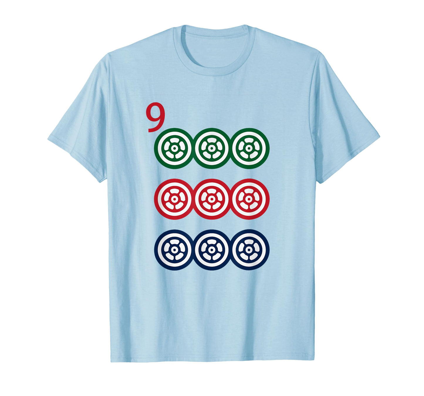 Chinese Mah Jong Dots Pinzu Nine Tile Mahjong Costume T-Shirt