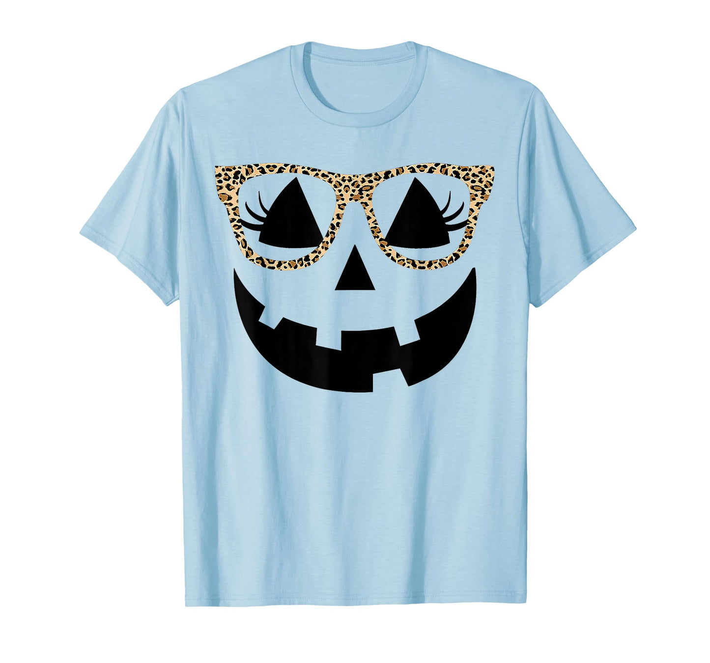 Jack O Lantern Face Pumpkin Hallowen Leopard Glasses T-Shirt